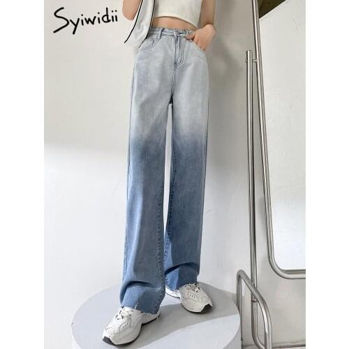 Syiwidii High Waisted Jeans Women Denim Pants Trousers Ripped Tassel Panelled Patchwork Vintage Streetwear Cut Bottoms 2021 New