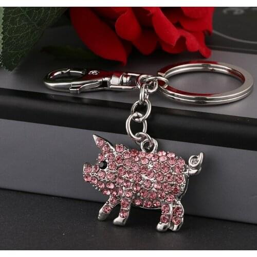2020 Tinykenro Fashion New Beautiful Rhinestone Drop Oil Cute Pig Metal Wallet Bag Keychain