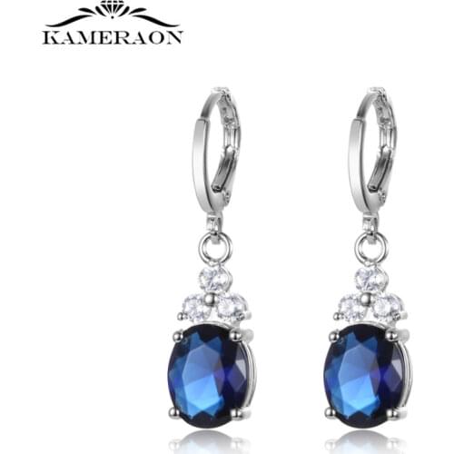 925 Sterling Silver Drop Earrings Blue Zircon Luxury Earrings for Women Fashion Exquisite Shiny Ear Jewelry Gift