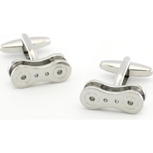 Bicycle Chain Cuff Links For Men Novel Design Quality Brass Material Silver Color Cufflinks Wholesale&retail