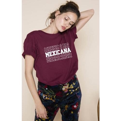 Letter Mexicana Printed New Arrival Womens Summer Funny Casual 100%Cotton T-Shirt Spanish shirts Latina power