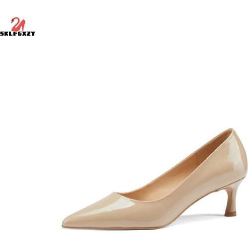 SKLFGXZY European American Style Women Genuine Leather Cowhide Pointed Womens Shoes Wedding Party Shoes Pumps