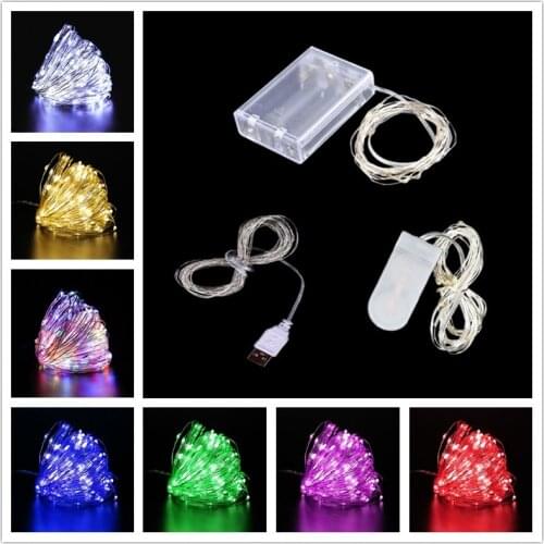 1m/2m/3m/5m/10m String Lights Led USB Outdoor Battery Operated Garland Christmas Decorations for Home New Year Ornaments Decor