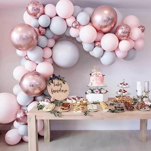 1Set Macaron Latex Balloons Garland Arch Rose Gold Confetti Wedding Birthday Party Decoration Kids Baby Shower Globos Supplies