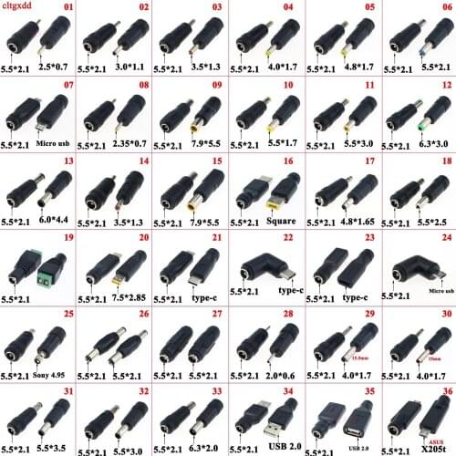 1X DC Power Male to Female 2.5x0.7 6.5*4.4 4.0X1.7 3.0*1.1 5.5*2.5 Type c Usb to 5.5*2.1 Plug Converter Laptop Adapter Connector