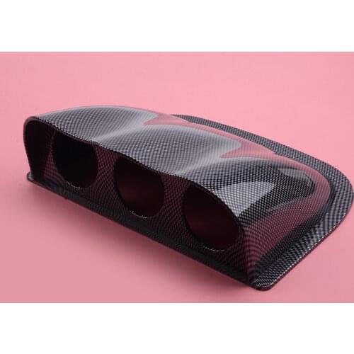 2'' 52mm Carbon Fiber Style Triple Dash Gauge Meter Pod 3 Hole Dashboard Mount Holder Front