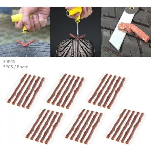 30PCS Universal 100 x 6 mm Brown Anti Corrosion Car Tyre Fast Repairing Rubber Strips for Car/ Motorcycle / Bicycle