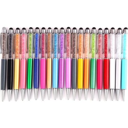 4pcs/set Diamond Crystal Ballpoint Pens Capacitive Stylus Pen 2 in 1 Novelty Metal Zakka Touch Ballpen Stationery Gifts