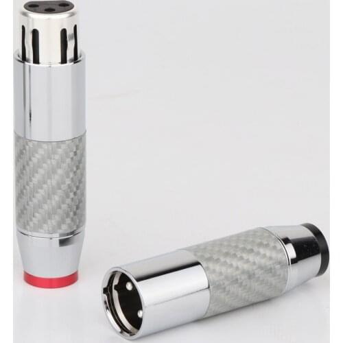 4Pcs hi-end Carbon Fiber silver Plated XLR Connector Plug 3Pin Audio balance plug