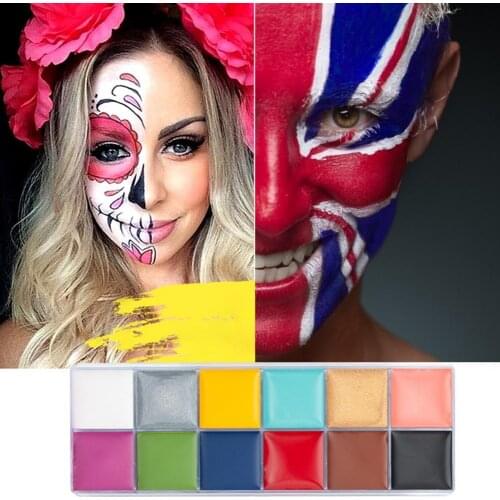 96g Body Paint Oil Multifunctional Non-Fading 12 Colors Fancy Dress Face Body Make Up Tool for Unisex