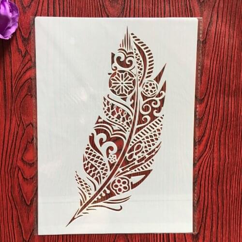 A2 size 42 * 59.4cm feather DIY Stencils Wall Painting Scrapbook Coloring Embossing Album Decorative Paper Card Template,wall