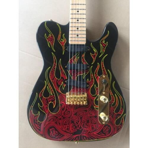 Free delivery / red flame pattern high end three single pickup TL Guitar / China Electric Guitar