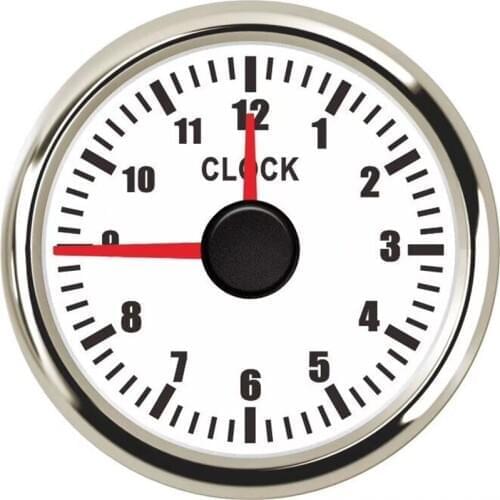 52mm Clock Gauges Car Boat Instrument Hour Meters 0~12 Hours Show Clock Meter with Red Backlight fit 9~32V