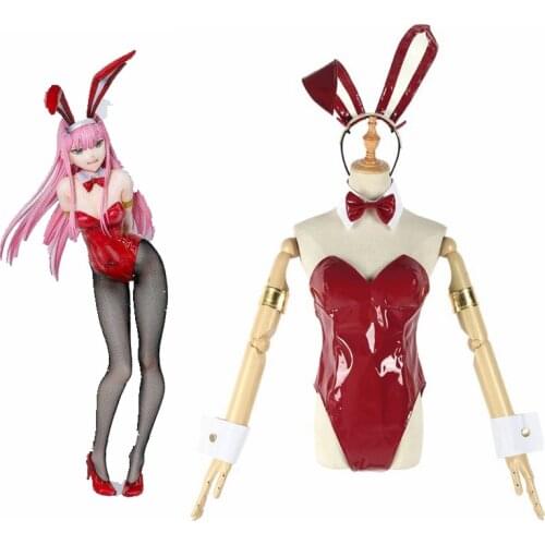 Unisex Anime Cos DARLING in the FRANXX 02 ZERO TWO Bunny Girl Leather Cosplay Costumes Sets