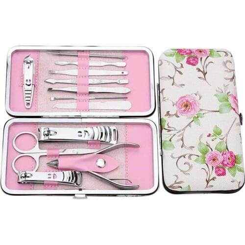 12pcs/lot Manicure Set Professional with Case Stainless Steel Nail Clipper Cutter Trimmer File Scissor Pedicure Kit Toe Tool Kit