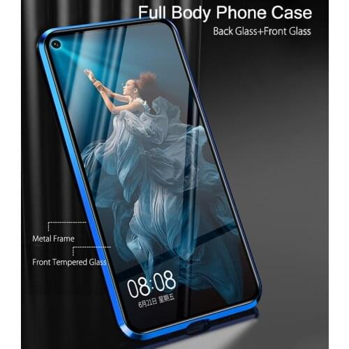 Metal Magnetic Case for Huawei Nova 5T Case Double-Sided Tempered Glass Full Protect Cover Case for Huawei Honor 20 Honor20 Case
