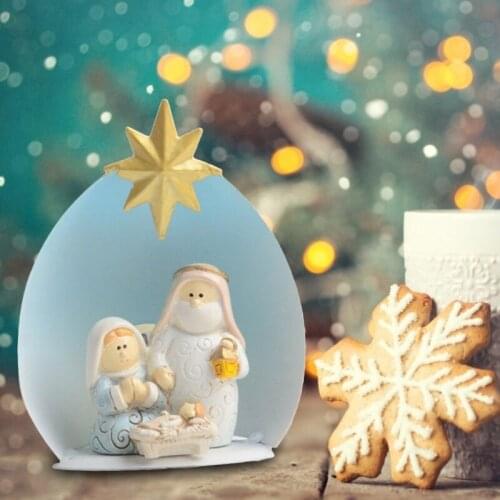 Cute Cartoon Nativity Christmas Ornament Artificial Resin Desktop Decorations Statue Creative Home Furnishings Living