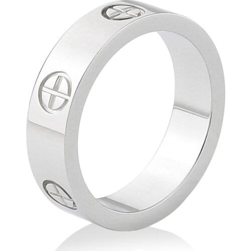 Fashion Stainless Steel Men Cross Ring With Stone Zircon Rings For Men Couple for Wedding Jewelry