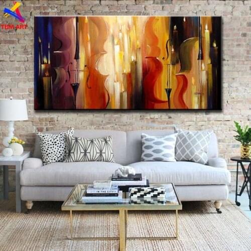Music Picture Large Hand painted Modern Abstract Oil Painting on Canvas for Living Room Wall Art Home Decoration Gift SL092