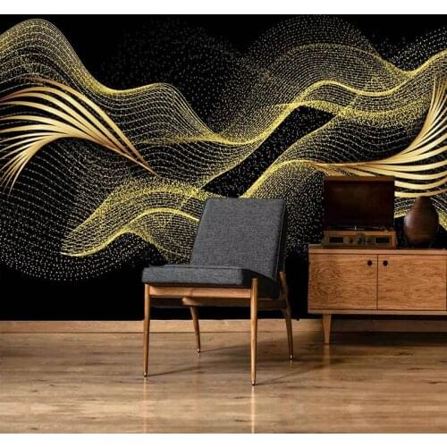 Custom Any Size Mural Wallpaper Modern Creative Light Luxury 3D Golden Line Fresco Living Room TV Sofa Bedroom Papel De Parede