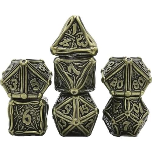 7pcs Heavy Duty Metal Dice Set Solid Polyhedral RPG Role Playing Game Dice Set d4 d6 d8 d10 d12 d20 d