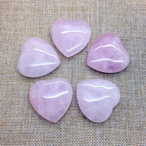 Natural Rose Pink Stone Hearts Pendants 40 mm Size No hole For Wedding Gift DIY Home House Decoration