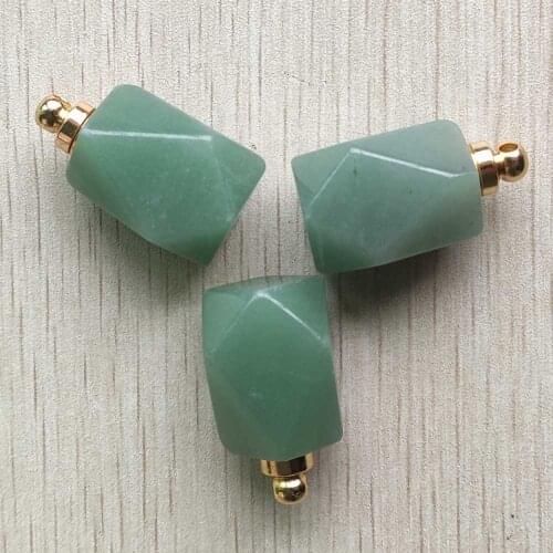 Wholesale 3pcs/lot fashion natural green aventurine Perfume bottle polygon pendants for Jewelry Making diy Necklace Accessory