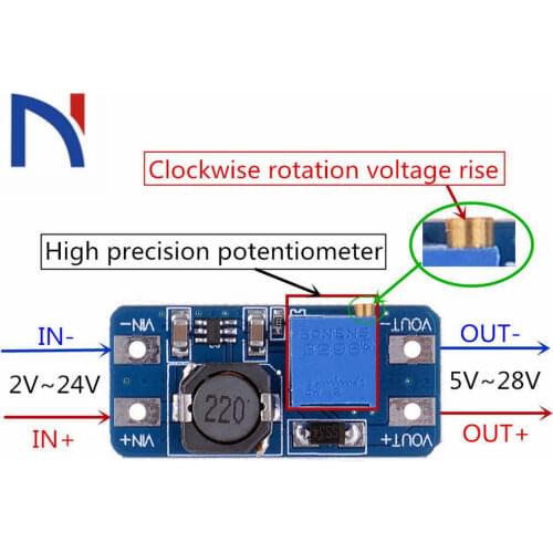 DC-DC Step Up Converter MT3608 Booster Power Supply Module Boost Step-up Board MAX output 28V 2A for arduino Step Up Adjustable