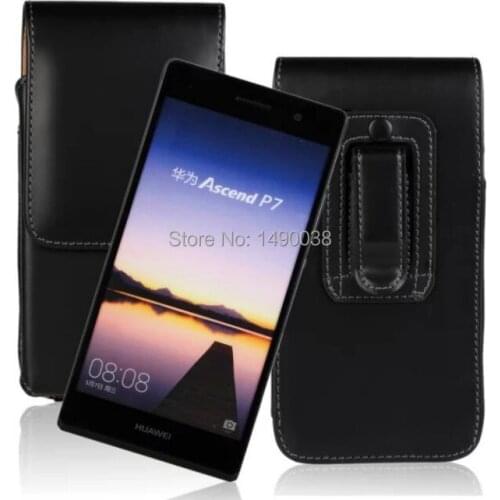 Luxury Smooth Lichee Pattern PU Leather Flip Cover Case for Huawei Ascend P7 Skin Protective Pouch Belt Clip Phone Bag