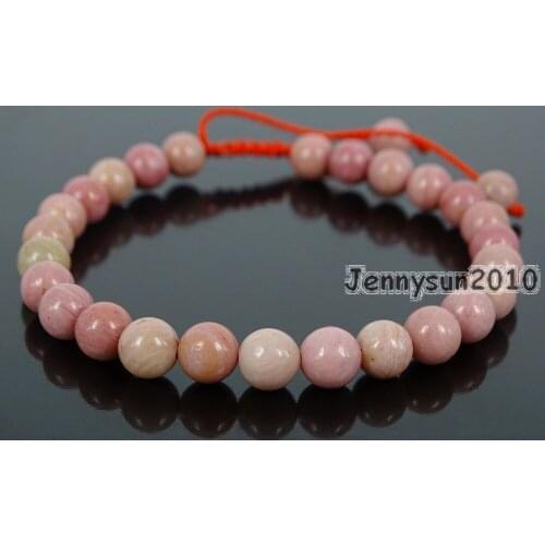 Handmade 6mm Adjustable Natural Rhodochrosite Gems Stone Round Beads Bracelet Healing Reiki 5 Strands/Pack
