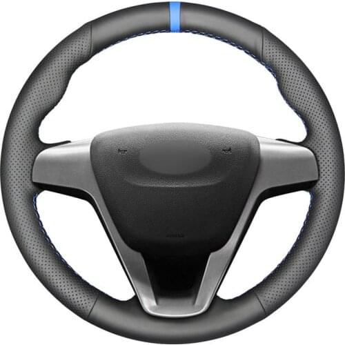 Hand-stitched Black Genuine Leather Car Steering Wheel Cover for Lada Vesta 2015-2019 Xray 2015 2016 2017 2018 2019