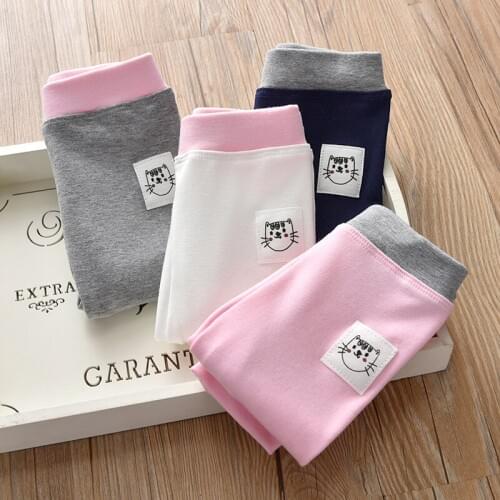 Cartoon Cat Baby Girls Pants Spring Cotton Girls Leggings Elastic Waist Solid Legging Cat Pants Toddler Girl Clothing Trousers