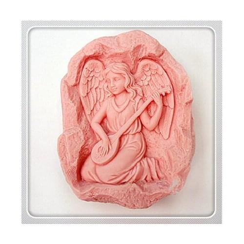 Sell hot Angel girl playing zither silicone soap mold Cake decoration Candle molds Handmade soap mold fondant tools wholesale