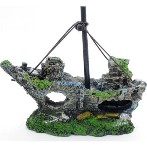Resin Fish Tank Decoration Aquarium Shipwreck Sailing Boat Ship Wreck Air Split Wreck Sunk Fashion Ornament Dropshipping