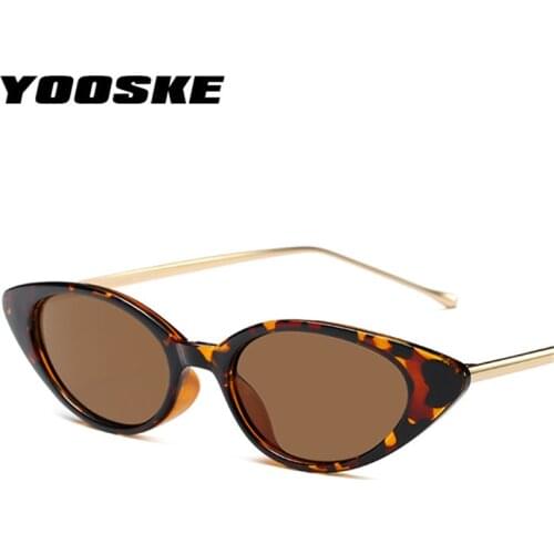 YOOSKE Women Small Cat Eye Sunglasses Classic brand Designer Oval Metal Frame Sun Glasses For Female Male Shades