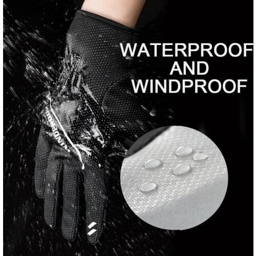 Wind & Waterproof Bicycle Gloves Anti Slip Shock Absorbing Pad Breathable Touch Screen Recognition Full Finger Gloves Men/Women