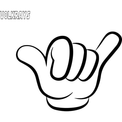 Volkrays Funny Car Sticker Hang Loose Shaka Hand Car-styling Accessories Reflective Waterproof Vinyl Decal,6cm*9cm