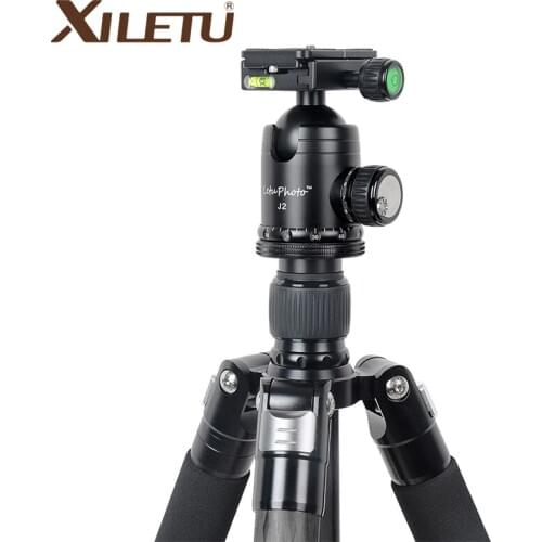 XILETU L334C+J2 Professional Luxury Carbon Fiber Tripod Kit with 33mm Max Diameter Tube/ 20kg Load Capacity/Height up to 185CM