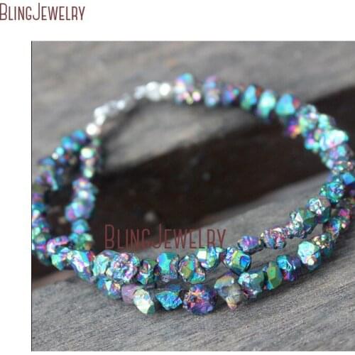 BOHO JEWELRY Double Wrapped Raw Rainbow Crystal Nugget Beads Bracelets BM20575