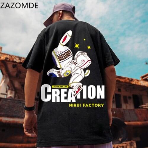 ZAZOMDE Hip Hop T Shirt Men Astronaut Rabbit T-shirt Harajuku Streetwear Unisex Tshirt Short Sleeve Summer Tops Tee Oversized