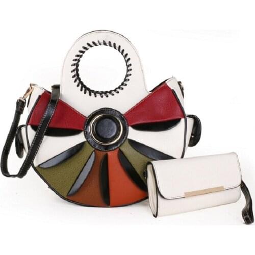 Female bag 2021 stitching color woven ladies bag handbag semi-circular fashion one shoulder messenger big bag