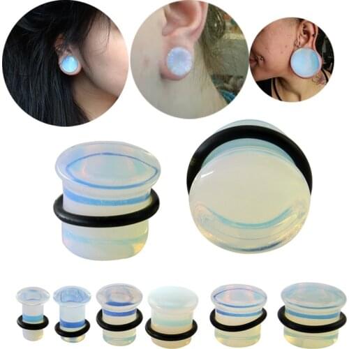 Natural Opalite Stone Ear Plugs Tunnels Hot Fashion Ear Gauges Piercing Ear Tunnel Expander Women Men Ear Stretcher Body Jewelry