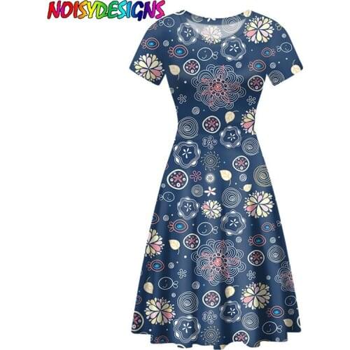 NOISYDESIGNS 2020 Vintage Summer Flare Floral Bohemian Mandala Printed Women Dresses Summer Short Tops Clothing Vestido De Festa