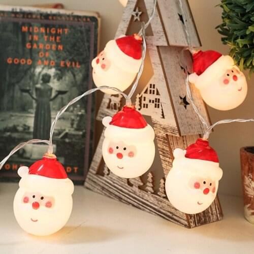 10/20/30LED String Lights Santa Snowman Led Garland Christmas Decoration for Home Outdoor Navidad Decor Natal Noel Gift Battery