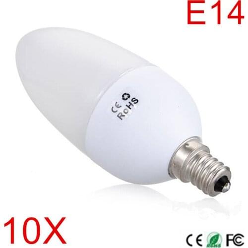 10Pcs High quality LED Candle Light Bulb E14 5W AC220V 240V plastic Candle Bulb Lamp Warm White/Cold White LED indoor lighting