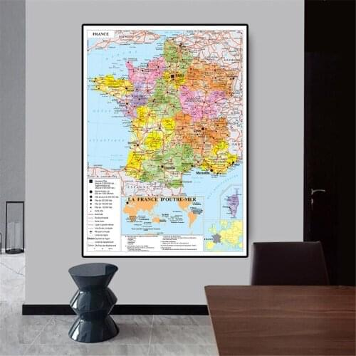 100*150cm The France Transportation Map In French Large Poster Non-woven Canvas Painting Living Room Home Decor School Supplies