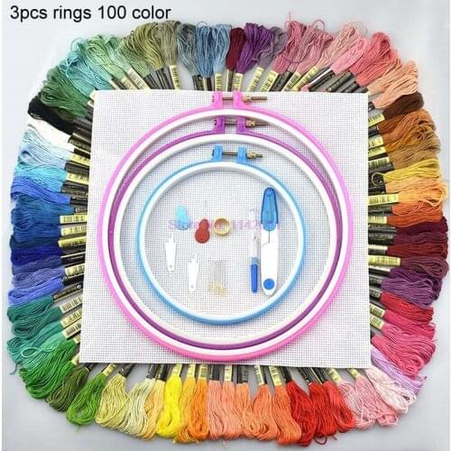 100set 50/100 Colors Skeins Embroidery Pen Needle Set Thread Punch Stitching Kit Women Mom DIY Sewing Accessories Knitting Tools