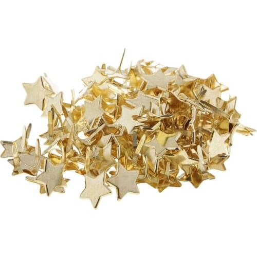 100x Gold Metal Star Head Split Pins Brads Paper Closures for Scrapbook