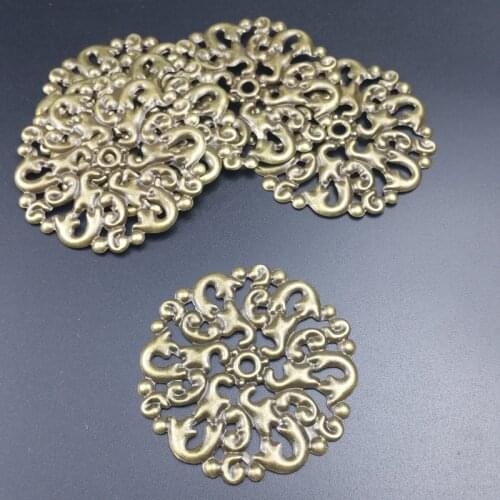 20pcs bronze 50mm round Filigree Wraps Metal Charms For Embellishment Scrapbook DIY Jewelry Metal Craft Wraps