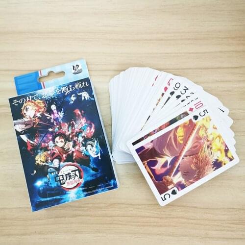 54Pcs Cards Anime Demon Slayer Kimetsu no Yaiba Unlimited Train Cosplay Board Game Cards Hardcover Poker Toy Gift With Box
